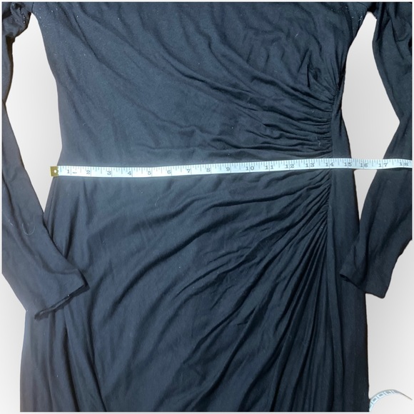 Ralph Lauren Stretch Black Cowl Neck Long Sleeve Bodycon Dress Size 12 - Picture 3 of 10